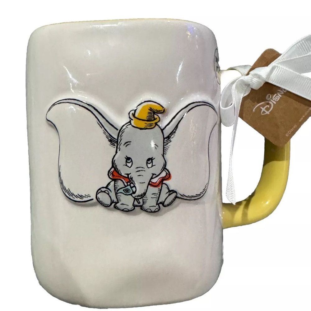RAE DUNN YELLOW DISNEY DUMBO COFFEE MUG W/3D ELEPHANT “DUMBO” NEW